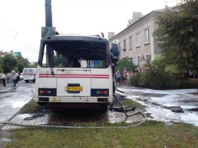 В Северодонецке сгорел автобус