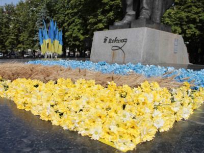 В Луганске создали флаг Украины из трех тысяч живых цветов фото