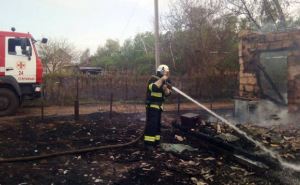 В Станично-Луганском районе горела трава и хозпостройки