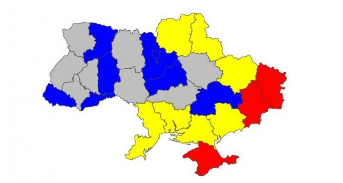 Уровни террористической угрозы для регионов Украины