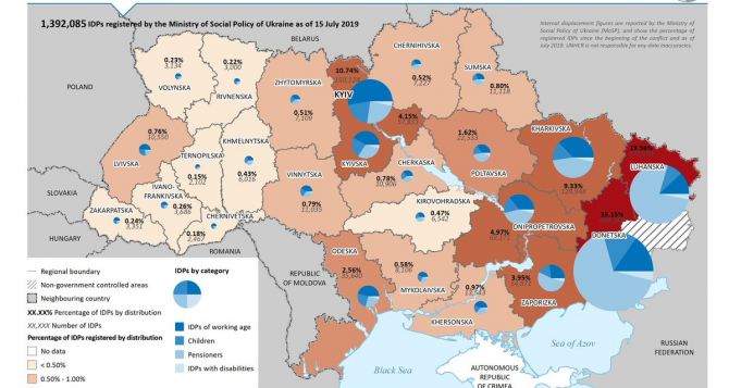 Где переселенцы регистрируются в Украине: УВКБ ООН опубликовало карту