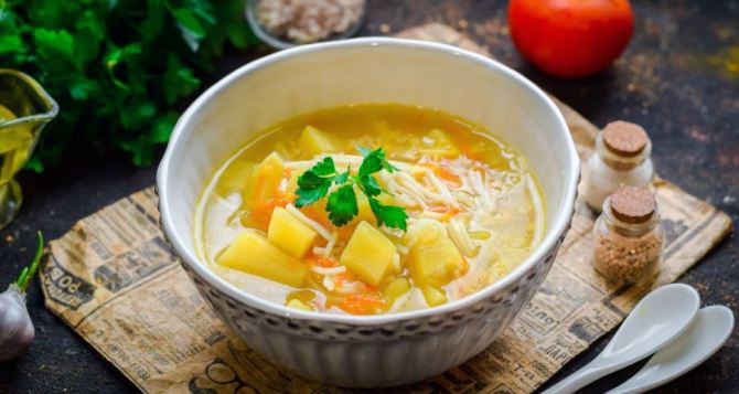 Куриный суп с плавленным сыром и вермишелью рецепт с фото пошагово