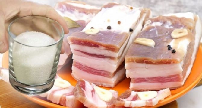 Солим сало в сахаре через  дня получаем нежный и вкусный деликатес лучше любой колбасы