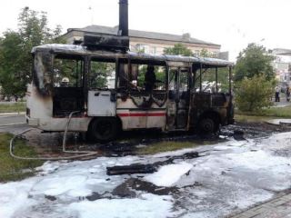 В Северодонецке сгорел автобус
