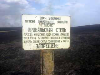 Луганские пожарные  часа тушили заповедник Провальская степь