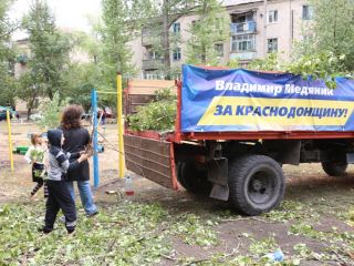 По инициативе Владимира Медяника в центре Молодогвардейска начата обрезка деревьев